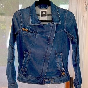 G Star Raw Blue Denim Women’s Moto Jacket. Worn once.
